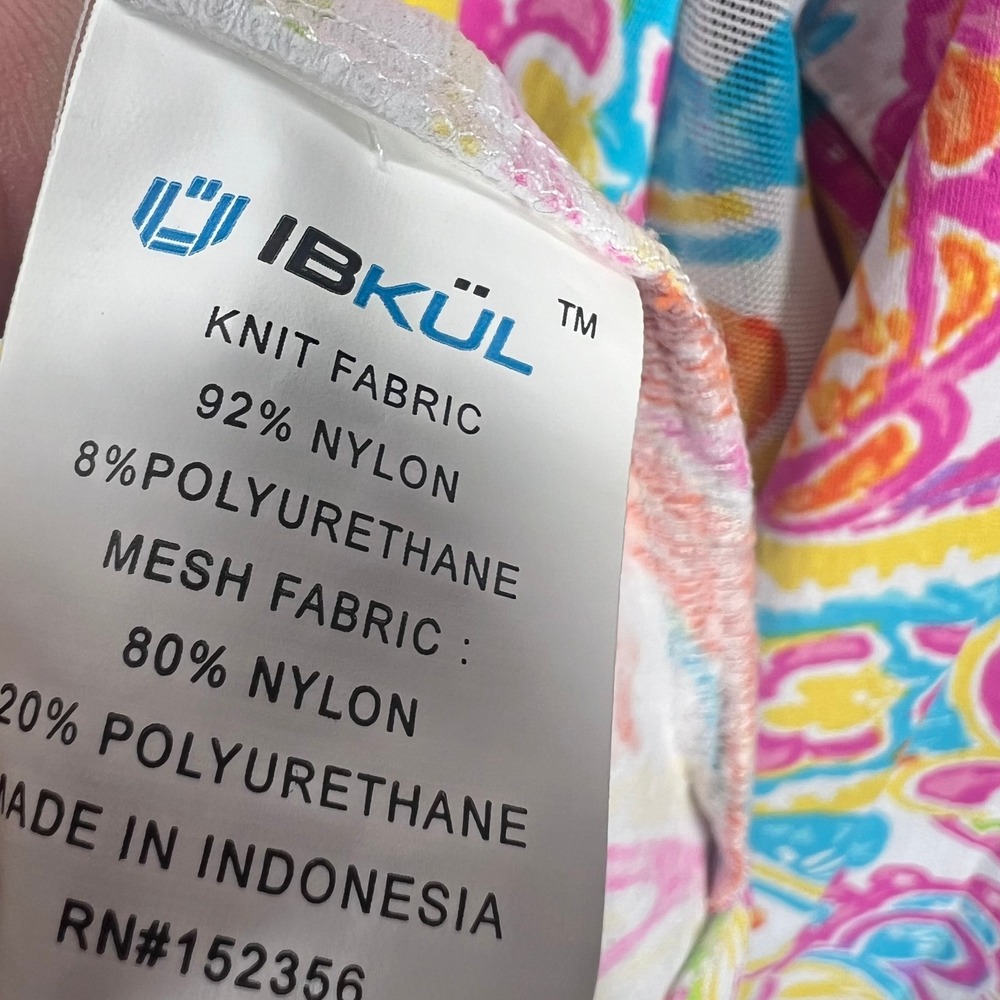 IBKUL Paisley Long Sleeve Dress Womens L Multi Color UV 50 Cooling Mesh EUC - Picture 5 of 9